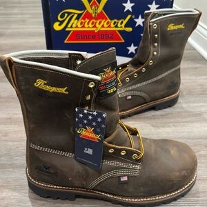 Thorogood 8” American Heritage Plain Toe Nano Toe Leather Lace Up Boots